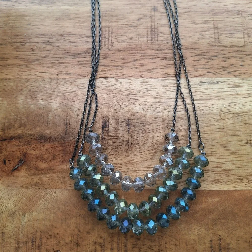 Express Multi‎ Layered Bead Necklace Adjustable Chain Lobster Clasp